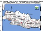 Gempa M 2,6 Guncang Selatan Kabupaten Bandung Jawa Barat