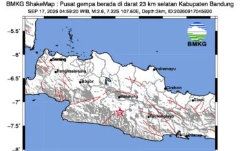 Gempa M 2,6 Guncang Selatan Kabupaten Bandung Jawa Barat
