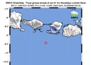 Gempa Lombok Barat M 4,5 Terasa Hingga Mataram