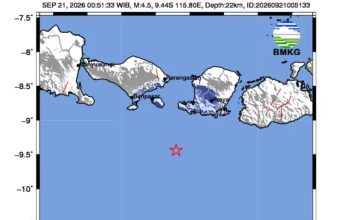 Gempa Lombok Barat M 4,5 Terasa Hingga Mataram