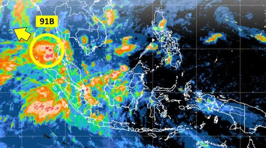 Bibit Siklon Tropis 91B di Laut Andaman berpotensi memicu hujan lebat di Aceh dan Sumut serta gelombang hingga 2,5 meter.
