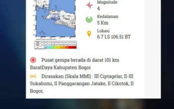 Gempa Bogor M 4,1 terjadi pada Kamis sore, 15 Oktober 2026. Simak lokasi pusat gempa, kedalaman, dan wilayah yang merasakan guncangan.