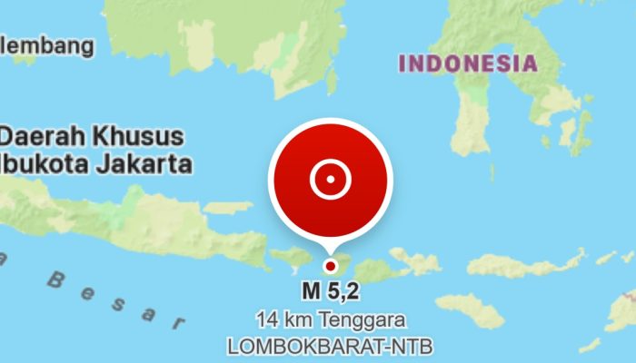 Gempa Lombok Barat M5,2 Tak Berpotensi Tsunami