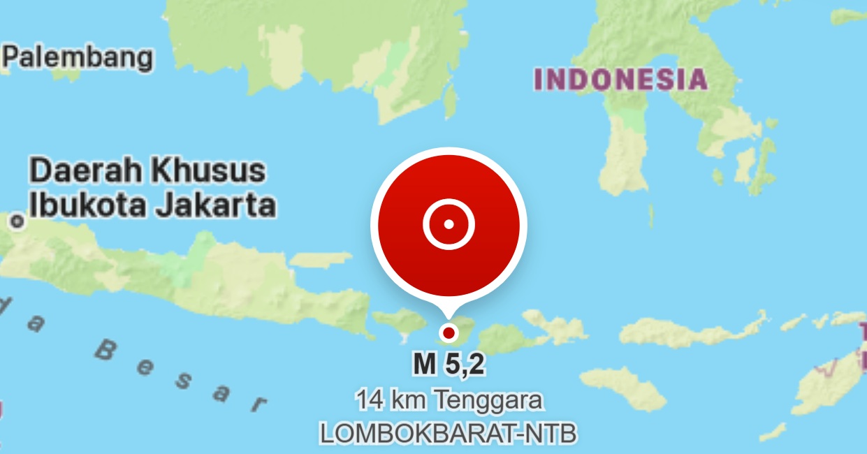 Gempa Lombok Barat M5,2 Tak Berpotensi Tsunami